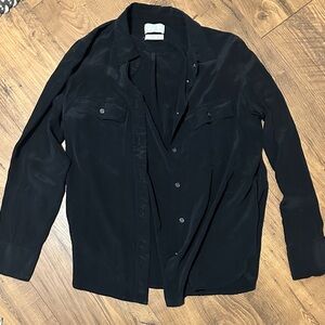 J.Crew 100% Silk Black Classic-fit Silk Shirt For Women AW435 | Women’s Small